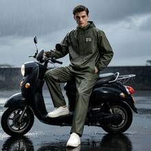 Conjunto de 2 peças para motociclismo, incluindo jaqueta e calça, impermeável e unissex. Ultrafino, à prova de vento e respirável, com bolsos laterais. Ideal para ciclismo, pesca e atividades ao ar livre. - Multicolorido - Ver 10