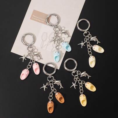 1 mặt dây chuyền trang trí hình sao biển và cá heo mini dễ thương, dùng để trang trí túi xách/chìa khóa/điện thoại, quà tặng ngày lễ.