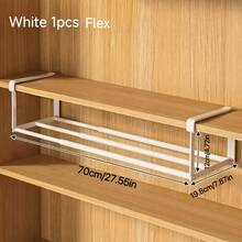 CASEGRACE 1pc Expandable Multi-Function Adjustable Shoe Rack Storage Shelf Space-Saving Under Bed Organizer With Multiple Tiers Perfect For Storing Shoes Clothes Towels Books Accessories Suitable For Bedroom Closet Dorm Room Kitchen Bathroom Available In Black White Modern Design Heavy Duty Metal Frame Easy Assembly Home Organization Solution - Multicolor - View 4