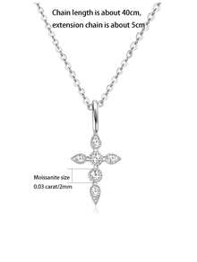ConiiW 925 Sterling Silver Moissanite Cross Necklace, A Unique, Fashionable, Versatile High-Quality Unisex Cross Pendant Necklace/Choker. Suitable For Daily Wear, Dating, Work, Beach Vacation, Parties, And Makes A Perfect Gift For Mother's Day, Father's Day, Christmas, Thanksgiving, Halloween, Valentine's Day, Back To School, Weddings, Birthdays, Anniversaries, New Year Parties, Etc. - Silver - View 10