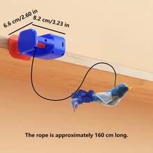 USB充电式自动升降鸣叫鸟猫玩具，300mAh，互动悬挂式猫玩具，适用于门框、桌面、猫树，室内幼猫狩猎和运动玩具 - 彩色 - 查看 3