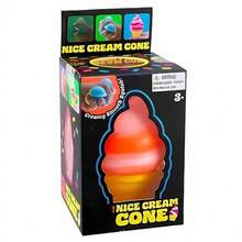 Nice Cream Cone Squishy Fidget Toy, Colorful Ice Cream Squeeze Stress Relief Sensory Toy, Ideal Easter Basket Stuffers Birthday Gift - 粉紅色冰淇淋 - 查看 2