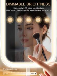 LED Makeup Mirror With Light, 3 Lighting Modes, Touch Control, Portable Stand, Foldable Storage, Travel Makeup Mirror, Rechargeable Battery, Portable LED Makeup Mirror, Christmas Gift For Women - Multicolor - View 4