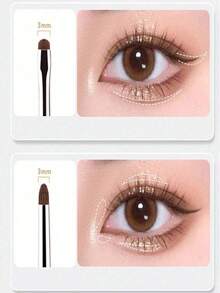 4pcs Precise Eye Shadow & Eyeliner Brushes Set, Professional Makeup Brushes With Long Handles, Reversible, Suitable For Sensitive Dry Skin, Easily Create Beautiful Eye Makeup, Portable Mini Gold Brush Set Including Foundation, Concealer, Blush, Contour, Powder Brushes - Multicolor - View 10