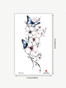 1张Y2K风格音乐节临时纹身贴纸，蝴蝶花朵图案，防水防汗，可水洗，不反光，模拟手臂和肩膀纹身，适合时尚达人，可持续3-5天 - 黑色 - 查看 4