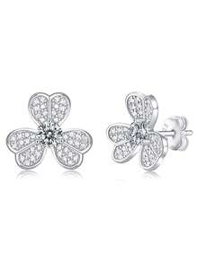 1 Đôi bông tai hình cỏ bốn lá bằng bạc S925 đính đá Moissanite 0.6CT, thích hợp làm quà tặng cho nữ nhân dịp lễ đính hôn, đám cưới, tiệc tùng, ngày lễ, mùa cưới. - Nhiều màu - Xem 5