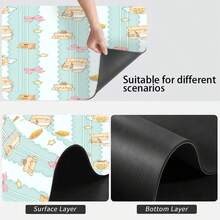 Luckybutterfly 1 pieza Alfombrilla multiusos absorbente con diseño de conejo y oso de fresa, Almohadilla protectora de mesa de poliéster para cocina, mesa de comedor, secado de platos, lavadora, lavabo del baño, accesorios de cocina, suministros para fiestas - Conejo y oso de fresa - Ver 10