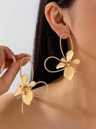 1 par de pendientes con lazo y flor, adecuados para el uso diario de las mujeres, citas, vacaciones, mejor regalo