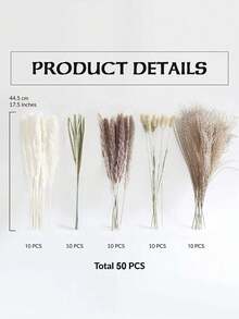 9pcs/18pcs/50pcs/Set Artificial Cattail Rabbit Tail Flowers, Minimalist High-End Home Decor, Fake Floral Plant Garden Decoration - Multicolor - View 3