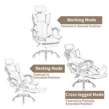 High-Back Office Chair, Ergonomic Office Chair, Gaming Chair, Sturdy Armrests, Adjustable Footrest, Suitable For Entertainment And Office Use - Light Grey - View 5