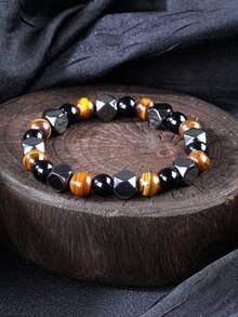 Vòng tay bảo vệ đính hạt dành cho nam giới với đá mắt hổ, hematit và tourmaline, giúp giải phóng năng lượng tiêu cực, tăng cường sự tự tin và lòng can đảm. Trang sức tâm linh, yoga, thiền định, unisex. - Nhiều màu - Xem 5