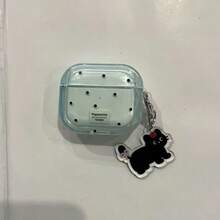 1个极简波点黑猫耳机保护套，适用于1234 Pro及所有123系列型号，带吊坠 - 無色 - 查看 3