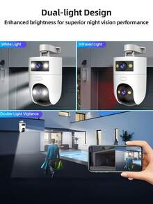 Camera an ninh JOOAN 5MP+5MP 2 đèn 2 ống kính: Công nghệ nguồn sáng kép tăng cường độ chiếu sáng; Thích hợp sử dụng trong nhà và ngoài trời; WiFi 5G; Phát hiện chuyển động hai vùng; Tầm nhìn ban đêm đầy đủ màu sắc; Âm thanh hai chiều; Chuẩn chống nước IP66; Báo động tự động; Điều khiển từ xa qua ứng dụng; Hỗ trợ thẻ SD và lưu trữ đám mây; Thích hợp cho việc giám sát trẻ em và an ninh đường phố. - Đen và trắng - Xem 6