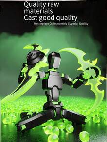 T13 3D可动人偶套装（未组装，需自行组装），逼真机器人泰坦13可动人偶，3D打印多关节可动人偶（黑绿配色），带磁性，有助于培养动手能力 - 彩色 - 查看 3
