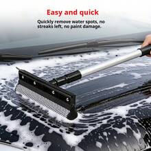 2-In-1 Retractable Car Window Squeegee, Glass Cleaning Brush With Silicone Scraper, Suitable For Car, SUV, Truck Windshield And Bathroom - Upgraded Telescopic Version - View 13