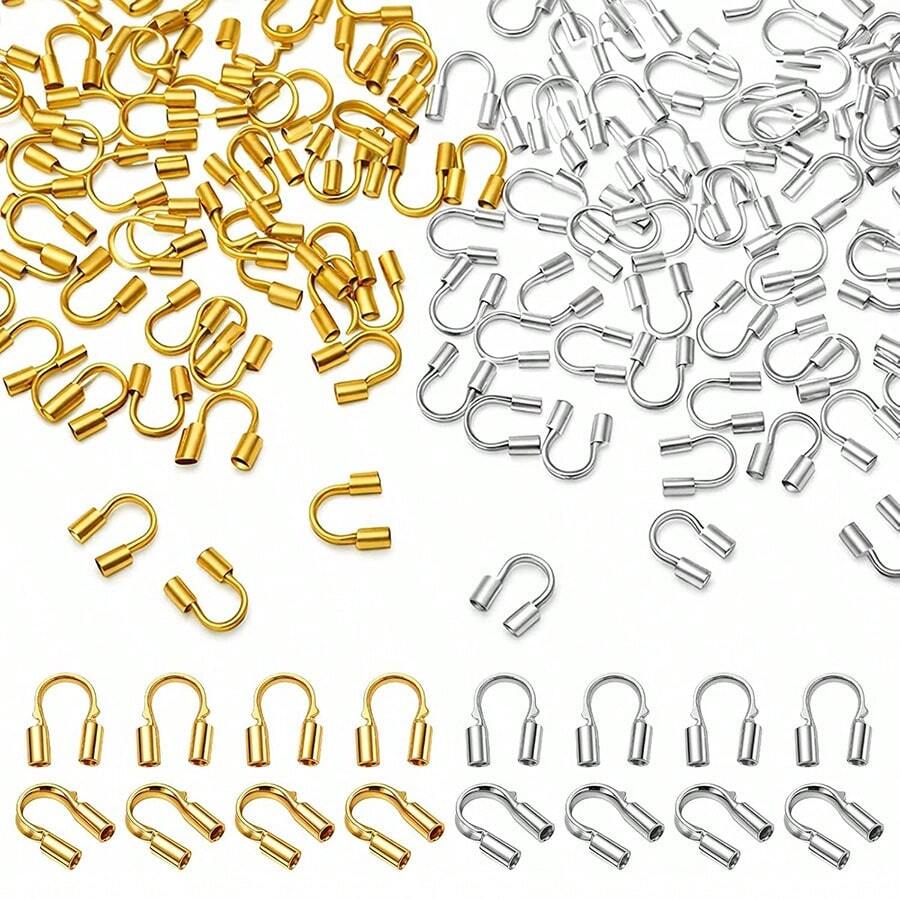 300个金属保护网，用于珠宝制作，小型U型金属保护网，项链、手链、耳环和其他珠宝制作的保护装置 - 彩色 - 查看 1