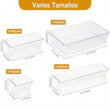 OSLIFE 25 PCS Organizadores de Cajones Cajas Organizadoras de Plástico en 4 Tamaños Diferentes Organizador de Maquillaje Organizadores de Acrilico para Cocina Escritorio Baño Joyas - Transparente - Ver 4