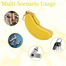 Fruit Coin Purse Bag Charm Keychain, Mini Charm Kawaii Leather Coin Purse Pouch Holder For Airtag Handbag Tote Wallet - 香蕉 - 查看 3