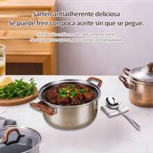 Yolispa Batería de Cocina de Acero Inoxidable de 5 Piezas, Ollas de Acero Inoxidable, Juego de Ollas Sopa Tapa de Vidrio de Inducción para Guisada de Cristal Olla de Pasta para Cocinas de Gas - Ver 4