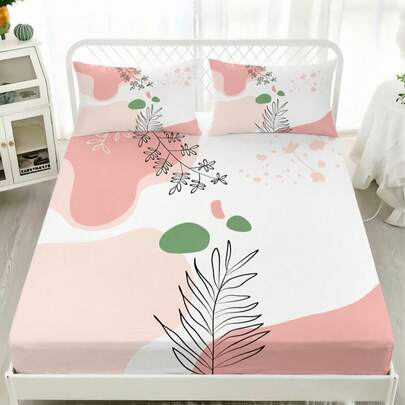1PC Minimalist Abstract Boho Line Art Pattern Fitted Sheet Mattress Protector Bed Sheet Soft Skin-Friendly Non-Slip Bedding Suitable For Twin/Full/Queen/King Size Bed, Machine Washable, Ideal For Bedroom Decor
