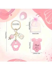 30pcs/15pcs Set Cute Footprint Keychain Gift Set - Includes 10pcs/5pcs Baby Bottle Shaped Footprint Keychains, 10pcs/5pcs Drawstring Bags, And 10pcs/5pcs "Thank You" Cards. This Creative And Charming Set Makes A Perfect Party Favor Or Souvenir, Suitable For Various Occasions Such As Birthday Parties, Baby Showers, Gender Reveal Parties, Baby Showers, Weddings, Themed Parties, Anniversaries, Etc. - One Size Fits All - View 3