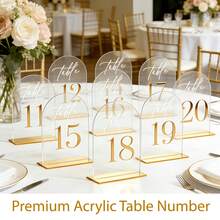 Gold Acrylic Wedding Signs, Suitable For Restaurants, Events, Parties, Gatherings, Team Building, 1-10 Arc-Shaped Table Number Signs, Restaurant Banquet Decorative Table Signs - vàng - Xem 9