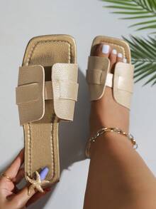 Dép xăng đan mũi vuông rộng màu vàng, dép sandal thường ngày, dép đế bằng, dép xỏ ngón thời trang đa năng, phù hợp cho mang hàng ngày. - Vàng - Xem 1
