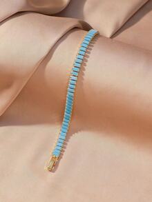 1 pieza Pulsera de cadena de tenis con incrustaciones de cobre, circonita y turquesa, diseño minimalista y elegante, adecuada para uso diario, bar, accesorios de viaje para mujeres - Multicolor - Ver 7