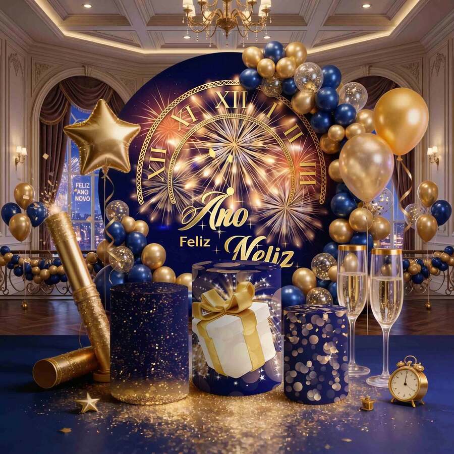 Decorative Panel And Cylinder Covers For Happy New Year Theme Parties With Elastic - Complete New Year Kit 025 - View 1