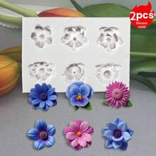 2 khuôn silicon 6 ngăn hình hoa lan 3D đẹp mắt kiểu Ins, khuôn silicon làm nhựa epoxy hình hoa cúc, khuôn silicon làm mặt dây chuyền đá thơm 6 ngăn, khuôn làm xà phòng thủ công DIY - 2 khuôn / 6 bông hoa sen nhỏ - Xem 3
