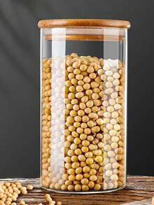 Glass Food Storage Jars With Bamboo Lids - Airtight Transparent Canisters For Grains, Snacks, Coffee Beans, Candies And Spices - Multipurpose Kitchen Storage Glass Jars - Clear - View 3
