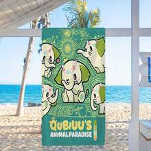 Soft Microfiber Elephant Print Beach Towel, Suitable For Bathroom, Kitchen, Spa, Gym, Beach, Pool, Outdoor Activities, Travel, Camping, Yoga, Sports, Swimming. Highly Absorbent And Decorative Polyester Towel - Multicolor - View 1