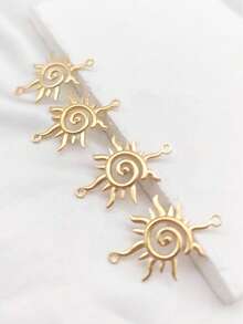 1/2/3pcs Kalung & Gelang Liontin Berbentuk Matahari Gaya Retro, Aksesoris DIY, Cocok untuk Pemakaian Sehari-hari - Yellow Gold - View 3