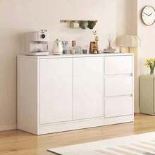 120cm Storage Cabinet With Doors And Drawers - White - View 3