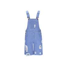 2026 Hot  Men's Distressed Denim Bib Overall Shorts - Relaxed Fit, Knee-Length, Multi-Pocket Design | Non-Stretch Woven Denim Fabric, Casual Style, Machine Washable & Dry Cleanable, Summer Casual Wear - 藍色 - 查看 6