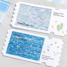 1卷2米海浪图案和纸胶带,创意美学贴纸,DIY装饰剪贴簿工艺材料,节日礼物,个性化剪贴簿学习文具 - 款式 3 - 查看 11