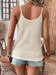 LUNE 3 piezas Tops sin mangas de mujer con encaje de estilo waffle y empalme, prendas básicas de uso diario, primavera/verano, casual - Multicolor 6 - Ver 7