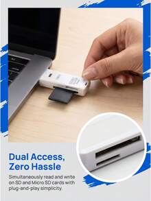 1/3/5 Pcs  USB 3.0 SD Card Reader, 2-In-1 Dual Slot Flash Memory Card Adapter For SD SDXC SDHC Micro SD MicroSDXC TF Cards, High-Speed 5Gbps Camera Card Viewer For PC, Laptop,  And Windows - View 1