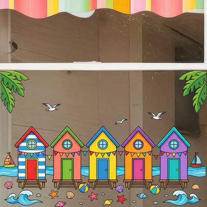 Cartoon Town House Self-Adhesive Paper For Decorating Rooms, Bedrooms, And Windows - Wall Sticker