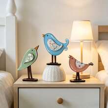 3pcs Wooden Bird Figurines, Rustic Bird Desktop Decor, Spring Decoration, Mother's Day Gift - A - View 3