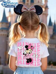 Minnie Mouse Print, A Cute, Fresh, And Stylish Disney Baby Girl Round Neck T-Shirt, Is An Ideal Choice For Daily Wear, Vacation And Leisure, Outdoor Exploration, School Life, And Shopping Trips. It Is Also A Must-Have For Summer And An Excellent Disney Gift For Girls Or Boys. - trắng - Xem 2