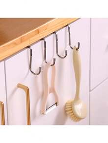 不锈钢双S形挂钩 | 无需钻孔，表面安装，SUS304材质，适用于悬挂衣物、裤子、腰带，也可用于厨房和浴室橱柜悬挂厨具和毛巾 - 彩色 - 查看 4