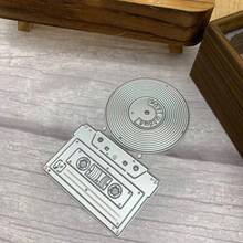 Juego de troqueles retro de casete y disco de vinilo, troqueles de acero al carbono de 10,4 * 6,6 cm para manualidades de scrapbooking y tarjetas - blanco plateado - Ver 7