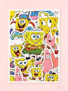 SpongeBob SquarePants 63/100pcs Cartoon Stickers, Cute Waterproof Vinyl Stickers, Removable Self-Adhesive Stickers, Suitable For Decorating Laptops, Water Bottles, Phone Cases, Diaries, Notebooks And DIY Crafts, Great For Fans, Kids And Students, Perfect For Personalizing Daily Items - Sticker - View 2