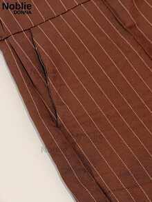 Women's Pinstripe Tailored Trousers For Autumn And Winter - Rỉ Nâu - Xem 3