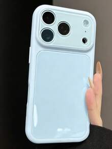 奢華純色亮面玻璃手機殼，適用於 iPhone 17 Pro Max 16 15 14 13 12 11 Pro Max，保護鏡頭，防摔防震，硬殼後蓋 - 秒變藍 - 查看 3