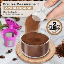 1/2 buah Sendok Takar Kopi & Corong untuk Kapsul Kopi Isi Ulang, Sendok Takar Kopi Kapasitas 2 Sendok Makan, Sendok Takar dengan Corong untuk Kopi Bubuk, Bubuk Protein, Teh - transparan - View 4
