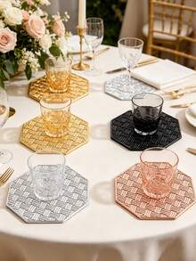 6/12 piezas Posavasos creativos con diseño de líneas, adecuados para decoración de mesa de boda, manteles para tazas de fiesta, posavasos diarios para citas, ideales para el Día de San Valentín, Acción de Gracias, Pascua, Día de la Madre - Multicolor - Ver 1
