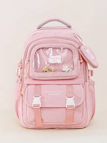 1 PC Pink Mother-And-Child Backpack Portable Travel Bag,Large Capacity Fashionable And Casual Large Capacity Portable Zipper School Bags - Pink - View 11