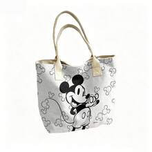 Túi tote Disney Mickey Mouse, túi đeo vai bằng vải canvas dung tích lớn, túi xách tay thông thường dùng cho công sở, trường học, mua sắm, du lịch, sử dụng hàng ngày và trang trí nhà cửa. - trắng - Xem 4